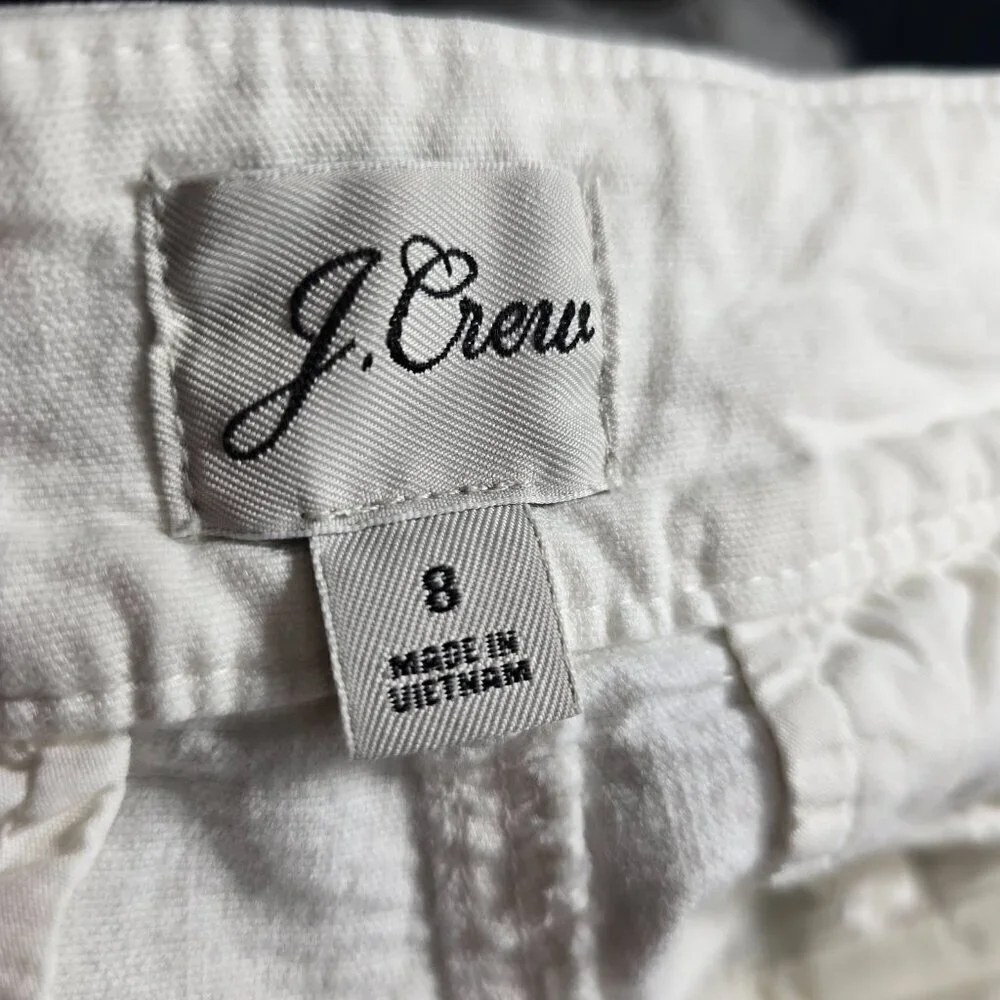 J Crew White Flap Front Pocket High Waist Cargo Shorts